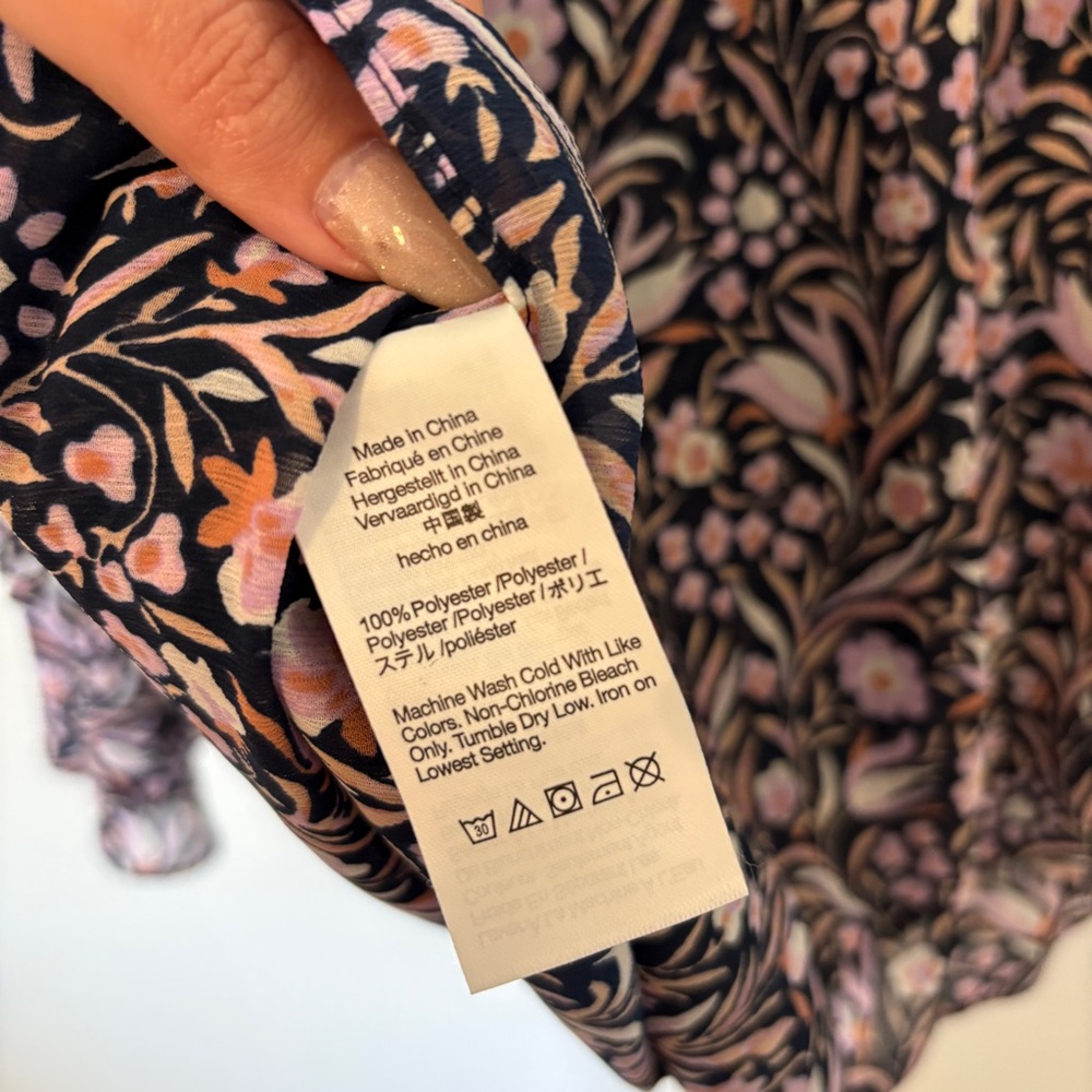 Navy Floral J Crew Blouse - Picture 4 of 4